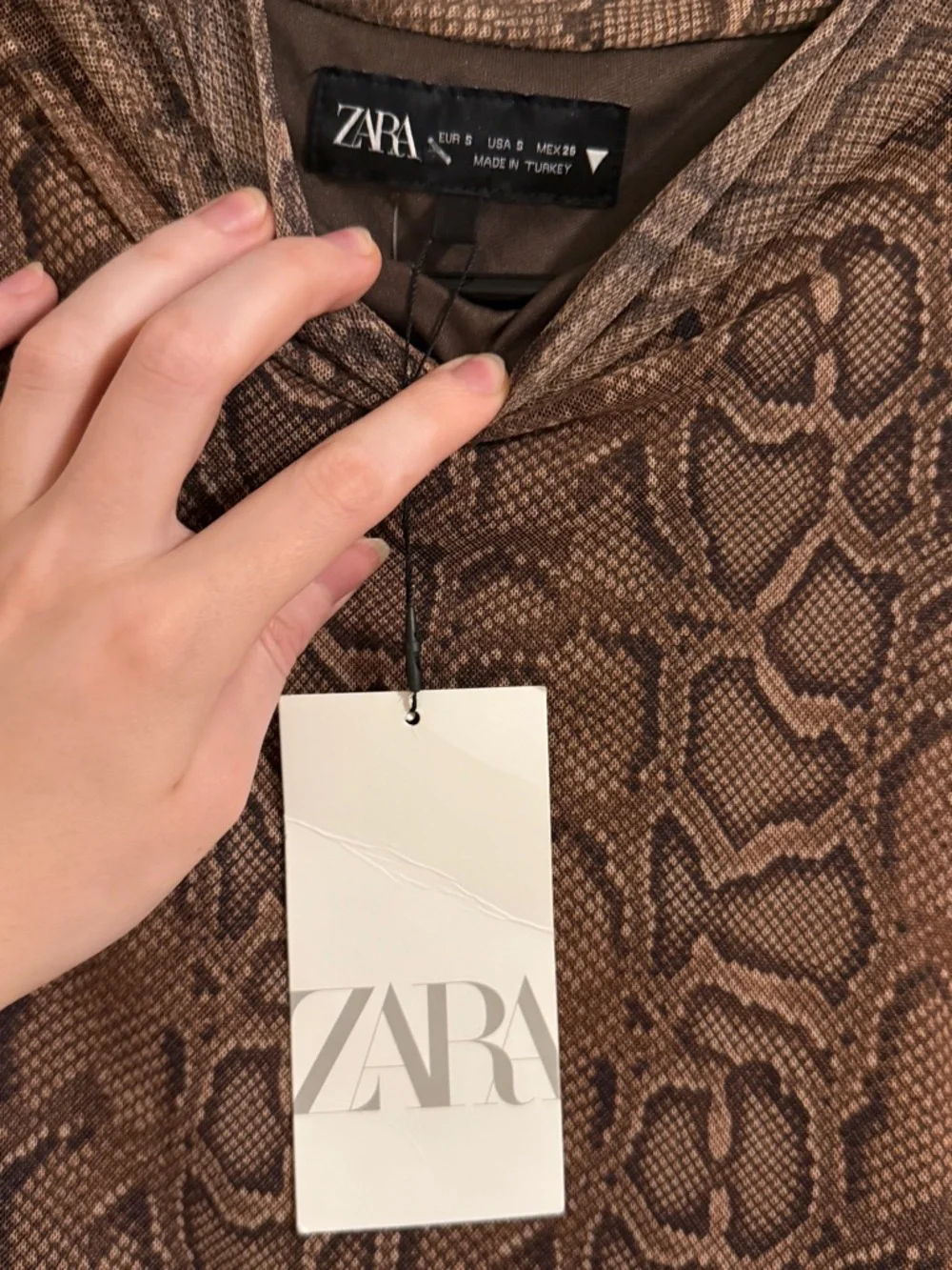 Zara Brown Snakeskin-Print Dress - Picture 8 of 8